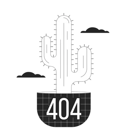 Cactus In Clouds Black White Error 404 Flash Message Potted Desert Flower Cacti Plant Monochrome Empty State Ui Design Page Not Found Popup Cartoon Image Vector Flat Outline Illustration Concept Illustration