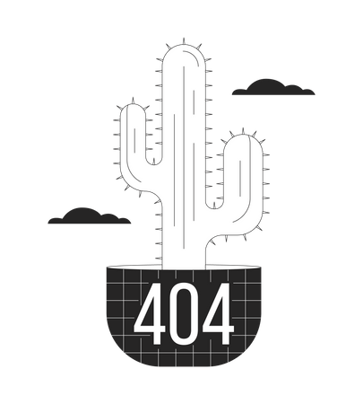 Cactus in clouds 404 flash message  Illustration