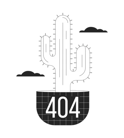 Cactus in clouds 404 flash message  Illustration