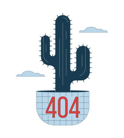 Cactus in clouds 404 flash message  Illustration