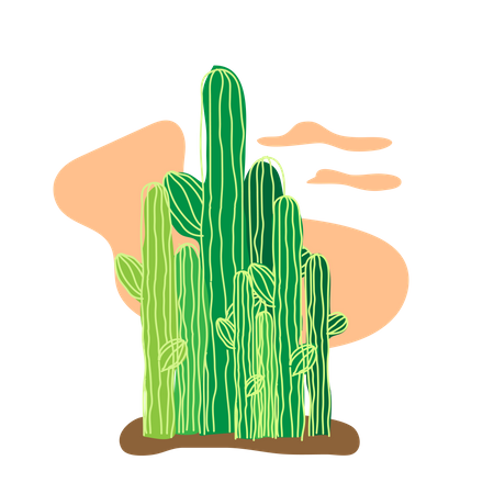 Cactus sur le désert du Sahara  Illustration