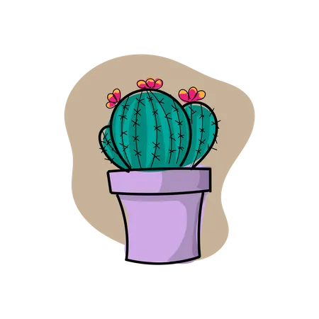 Cactus sur le pot  Illustration