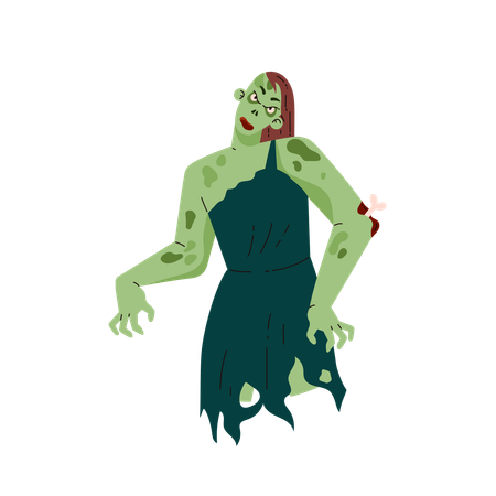 Cadavre effrayant d'une femme zombie  Illustration