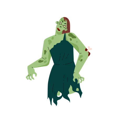 Cadavre effrayant d'une femme zombie  Illustration