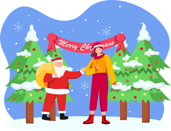Le père Noël donne un cadeau de Noël  Illustration