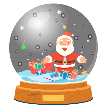 Cadeau de Noël du Père Noël dans un globe en verre  Illustration