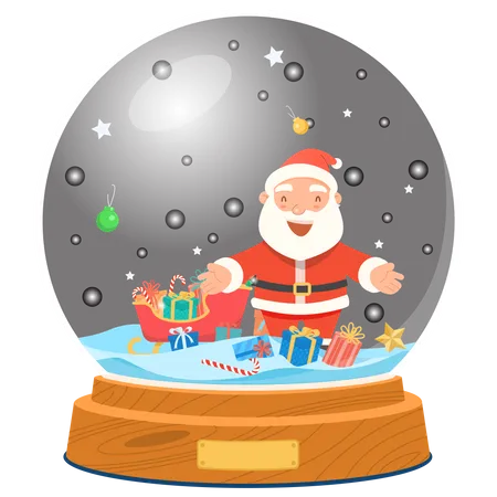 Cadeau de Noël du Père Noël dans un globe en verre  Illustration