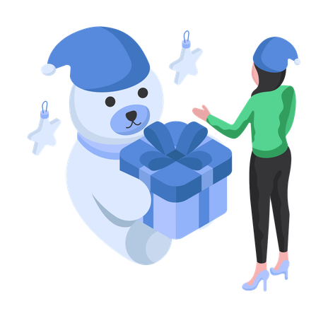 Cadeau ours en peluche  Illustration