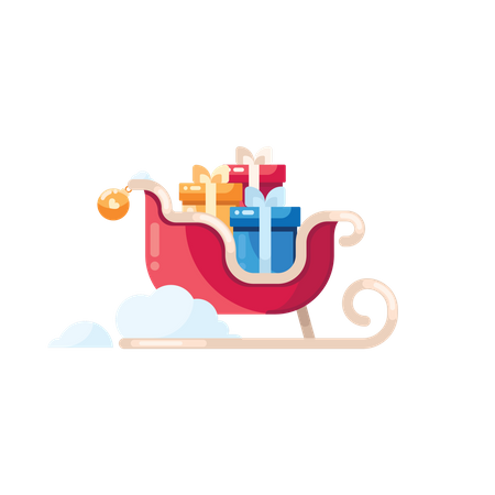 Cadeaux de Noël sur luge  Illustration