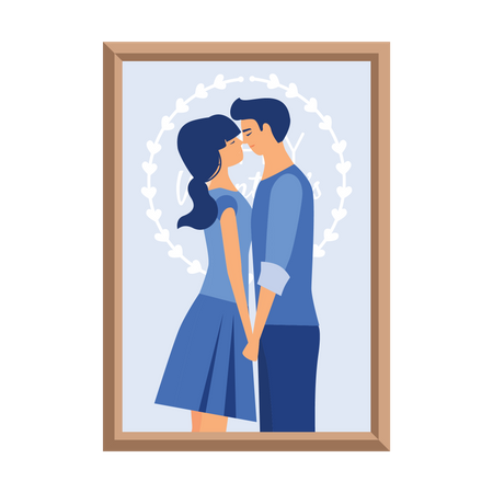 Cadre photo couple romantique  Illustration