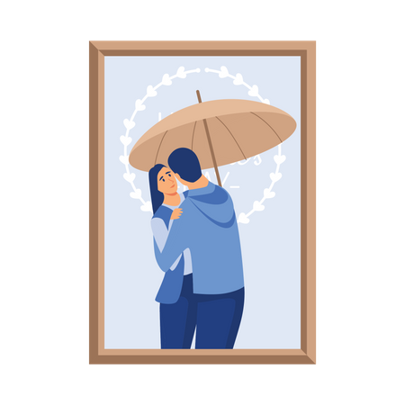 Cadre photo couple romantique  Illustration