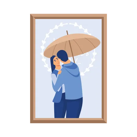 Cadre photo couple romantique  Illustration