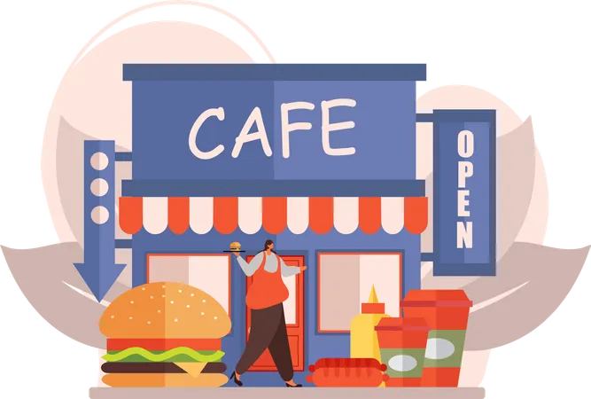 Cafe abierto  Ilustración
