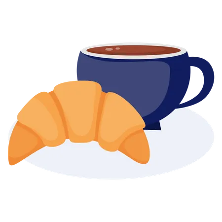 Café avec croissant  Illustration