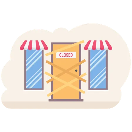 Store Shop Or Cafe Is Bankrupt And Closed Locked The Door On A Business That Has Gone Bankrupt Illustration