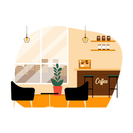 Cafetería vacía  Ilustración