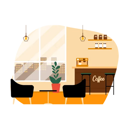 Cafetería vacía  Ilustración