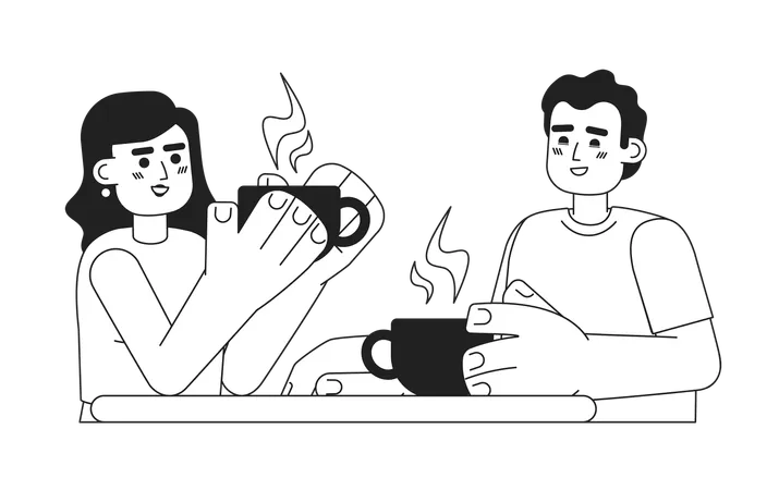 Café com amigo  Ilustração