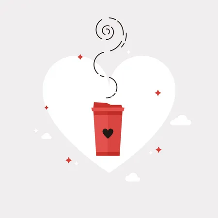 Café com amor  Ilustração