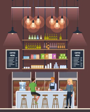 Café como espacio de trabajo  Ilustración