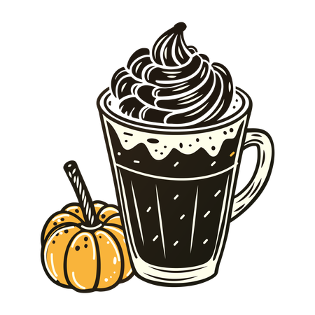 Café con leche de calabaza  Ilustración