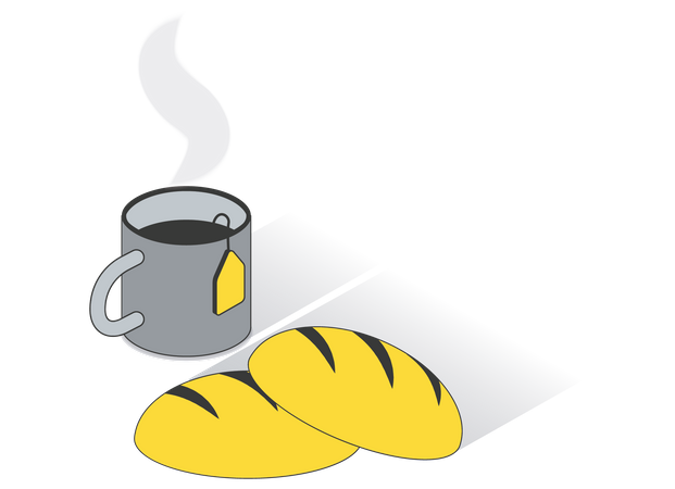 Cafe con pan  Ilustración