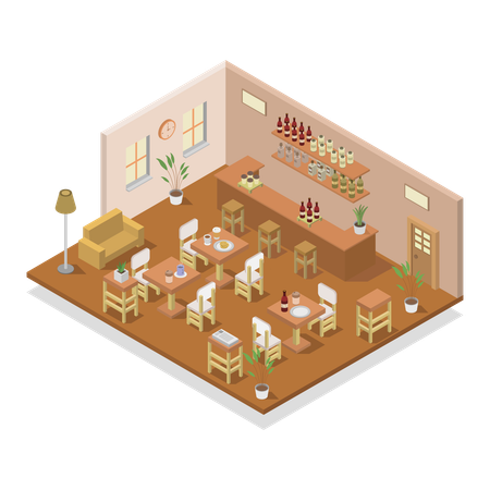 Café confortable  Illustration