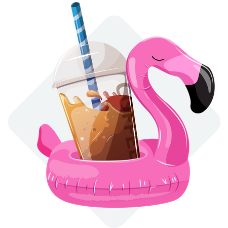 Café au flamingo floatier  Illustration