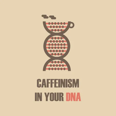 Granos De Cafe En El ADN Cafeinismo Ilustración