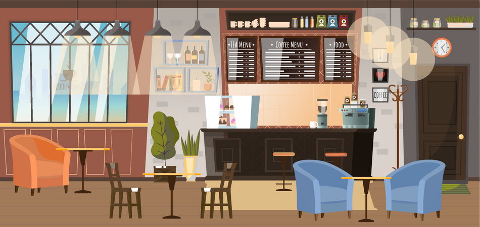 Cafe interior Illustration