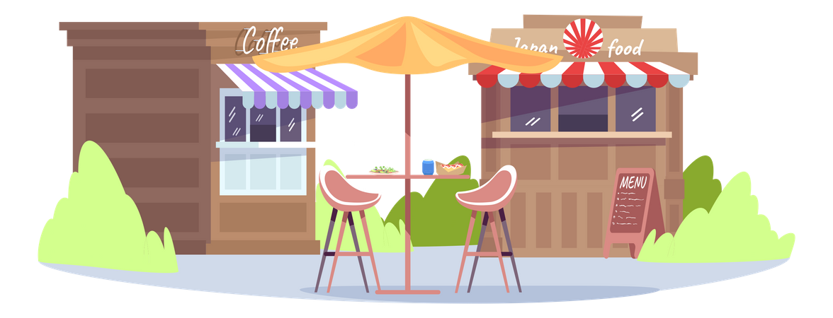 Café avec sièges  Illustration