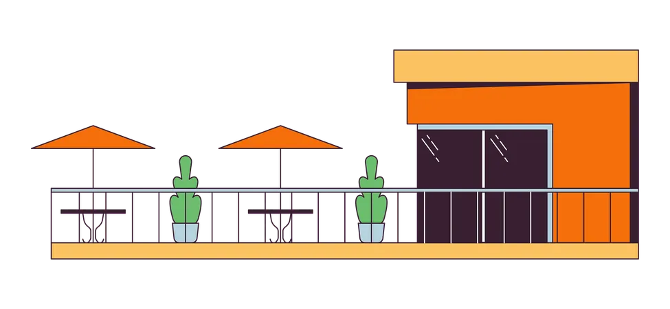 Balcon de café moderne  Illustration