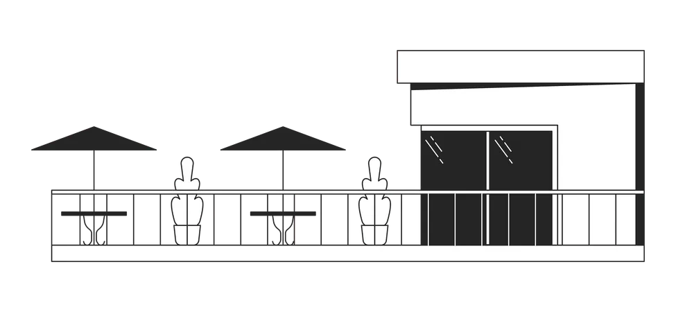 Balcon de café moderne  Illustration