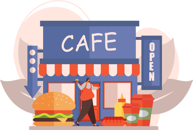 Café ouvert  Illustration