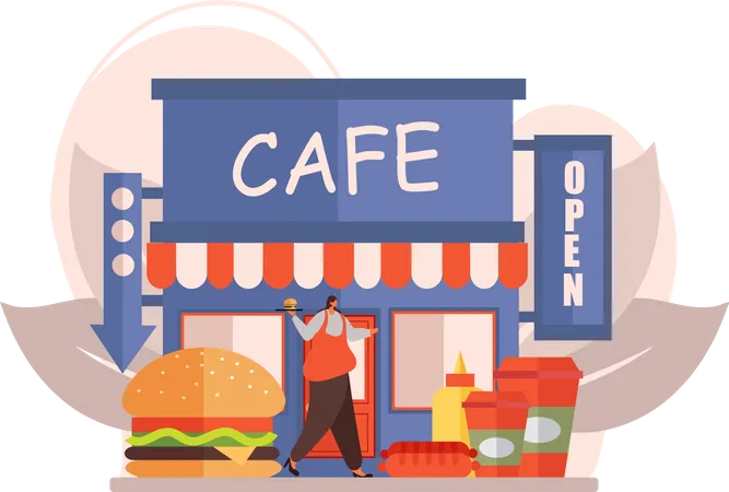 Café ouvert  Illustration