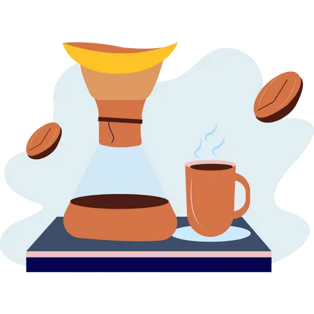 Café pronto para servir  Ilustração