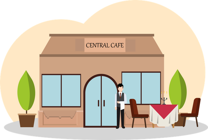 Cafetería restaurante  Ilustración