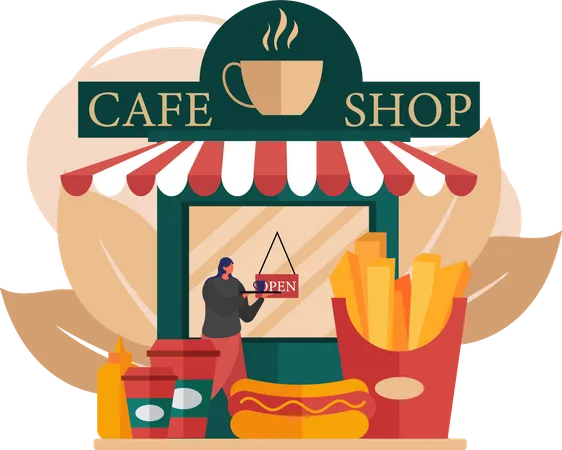 Cafe Shop  Illustration