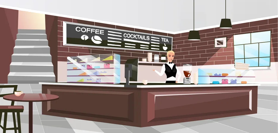 Intérieur d'un café  Illustration