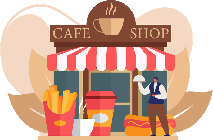 Tienda de café  Ilustración