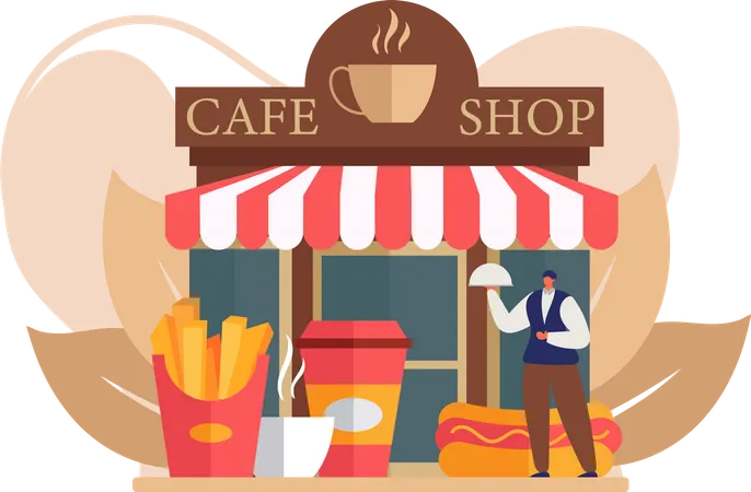 Tienda de café  Ilustración