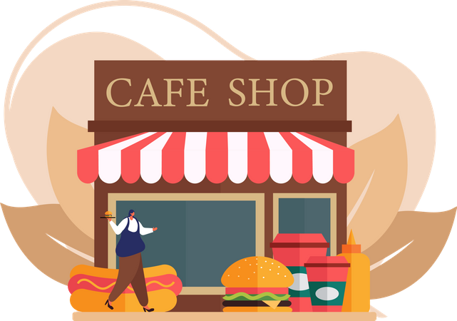 Tienda de café  Ilustración