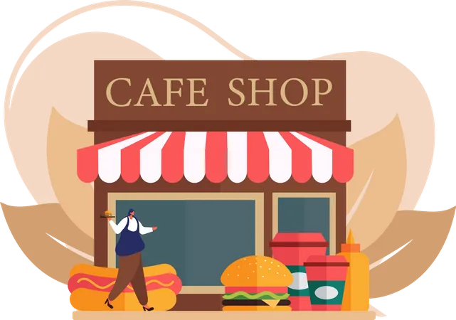 Tienda de café  Ilustración