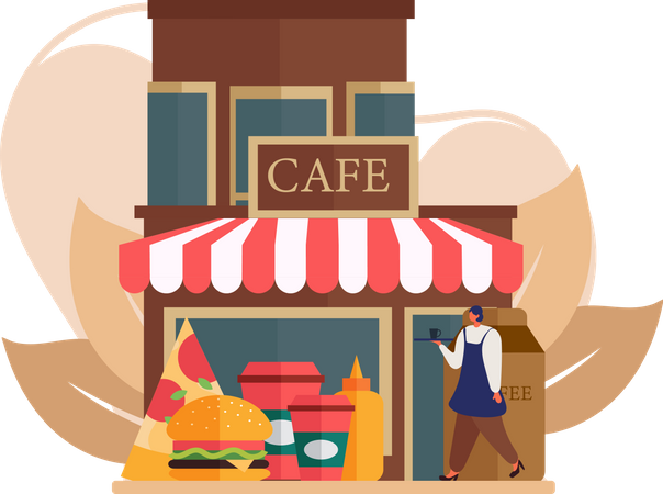 Tienda de café  Ilustración