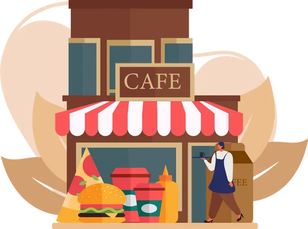 Tienda de café  Ilustración