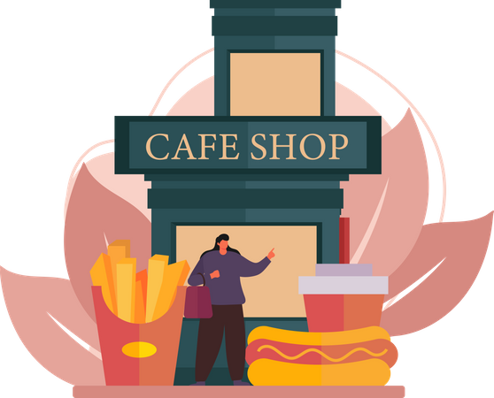 Tienda de café  Ilustración