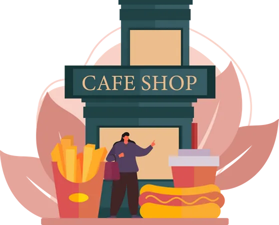 Tienda de café  Ilustración