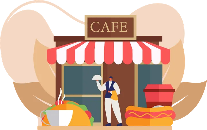 Tienda de cafe  Ilustración