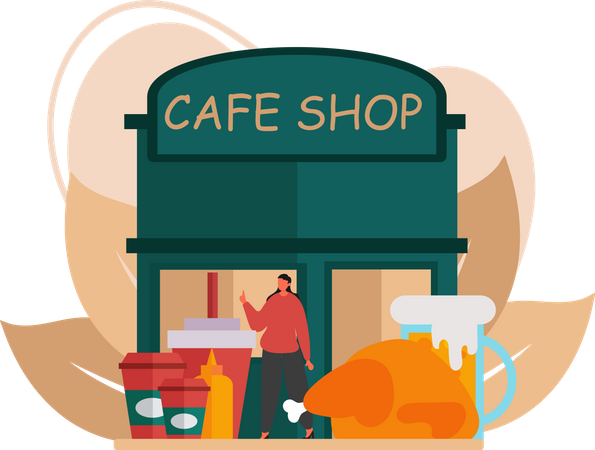Tienda de café  Ilustración