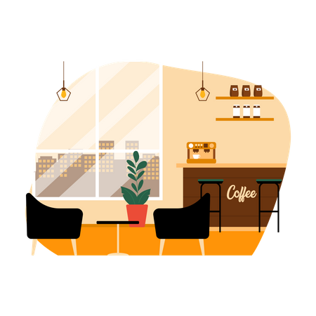 Café café vide  Illustration